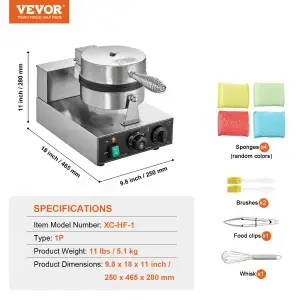 SucceBuy Commercial 1230W Non-Stick Belgian Waffle Maker with Timer