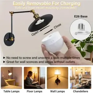 2-Pack Dimmable Rechargeable Magnetic LED Light Bulbs with Remote & Timer - Thumbnail Image 5