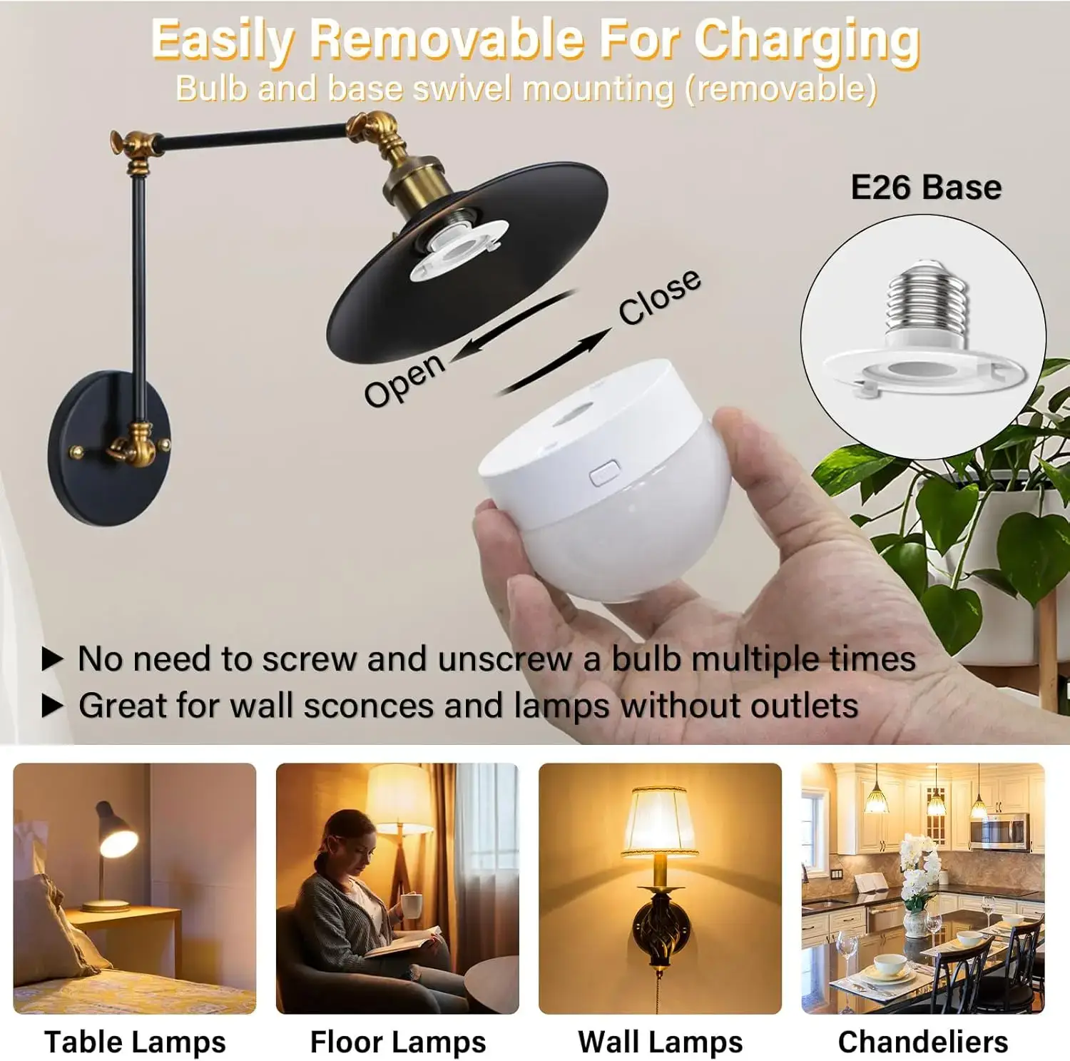 2-Pack Dimmable Rechargeable Magnetic LED Light Bulbs with Remote & Timer - Image 5