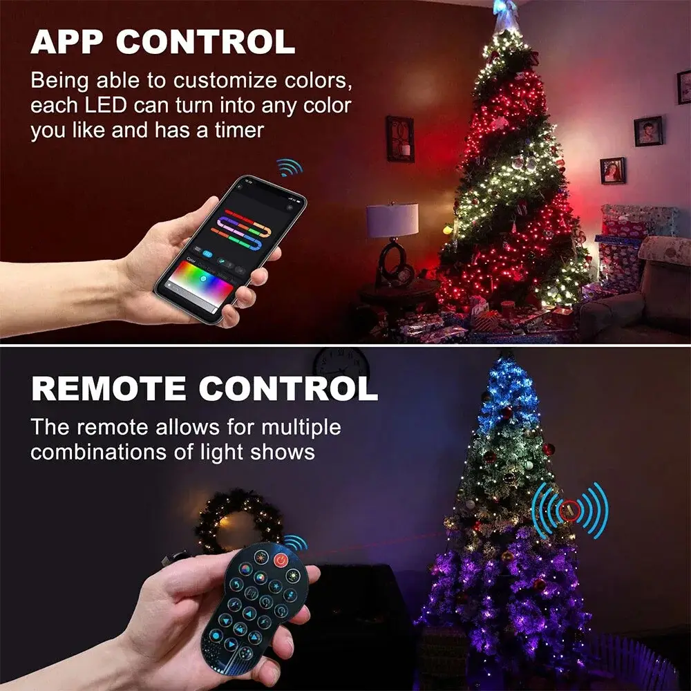Smart Christmas Tree LED Lights with Star Topper, Bluetooth APP Control, Timer, & Music Sync - Image 4